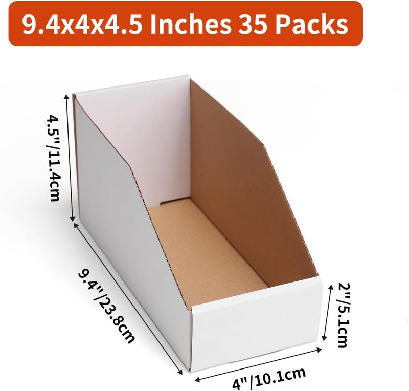 ZBEIVAN Cardboard Storage Bins Boxes 35 Packs 9.4x4x4.5 Inches, Easy Assembly Pantry Organizer Bins for Shelf, White - Image 2